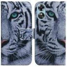 For OPPO A17 Coloured Drawing Flip Leather Phone Case(Tiger) - 1