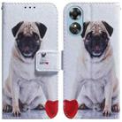 For OPPO A17 Coloured Drawing Flip Leather Phone Case(Pug) - 1