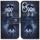 For OPPO A17 Coloured Drawing Flip Leather Phone Case(Wolf and Dog) - 1