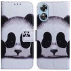 For OPPO A17 Coloured Drawing Flip Leather Phone Case(Panda) - 1