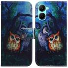 For Realme C33 Coloured Drawing Flip Leather Phone Case(Oil Painting Owl) - 1