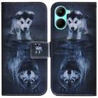 For Realme C33 Coloured Drawing Flip Leather Phone Case(Wolf and Dog) - 1