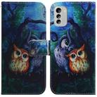 For Nokia G60 Coloured Drawing Flip Leather Phone Case(Oil Painting Owl) - 1