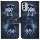 For Nokia G60 Coloured Drawing Flip Leather Phone Case(Wolf and Dog) - 1