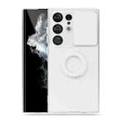 For Samsung Galaxy S23 Ultra 5G Sliding Camera Cover Design Phone Case with Ring Holder(White) - 1