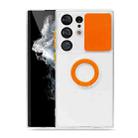 For Samsung Galaxy S23 Ultra 5G Sliding Camera Cover Design Phone Case with Ring Holder(Orange) - 1