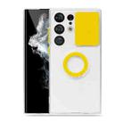 For Samsung Galaxy S23 Ultra 5G Sliding Camera Cover Design Phone Case with Ring Holder(Yellow) - 1