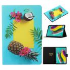 For Galaxy Tab S6 Lite P610 / P615 Coloured Drawing Pattern Horizontal Flip Leather Case with Holder & Card Slot(Pineapple) - 1