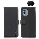 For Nokia X30 5G KHAZNEH Litchi Genuine Leather Phone Case(Black) - 1