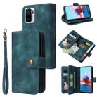 For Xiaomi Redmi Note 10 4G Multifunctional Card Slot Zipper Wallet Leather Phone Case(Blue) - 1