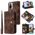 For Xiaomi Redmi Note 10 Pro 4G Multifunctional Card Slot Zipper Wallet Leather Phone Case(Brown) - 1