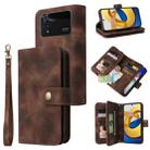 For Xiaomi Poco M4 Pro 5G Multifunctional Card Slot Zipper Wallet Leather Phone Case(Brown) - 1