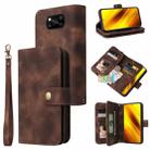 For Xiaomi Poco X3 NFC Multifunctional Card Slot Zipper Wallet Leather Phone Case(Brown) - 1