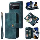 For Xiaomi Poco X4 Pro 5G Multifunctional Card Slot Zipper Wallet Leather Phone Case(Blue) - 1