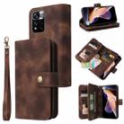 For Xiaomi Redmi Note 11 Global Multifunctional Card Slot Zipper Wallet Leather Phone Case(Brown) - 1