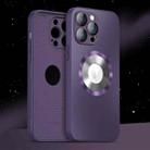 For  iPhone 14 AG Frosted MagSafe Glass Phone Case(Dark Purple) - 1