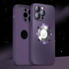 For iPhone 14 Plus AG Frosted MagSafe Glass Phone Case(Dark Purple) - 1