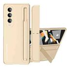 For Samsung Galaxy Z Fold4 2 in 1 Detachable PC Folding Phone Case with Holder & Pen Slot(Beige) - 1