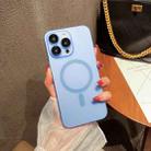 For iPhone 14 MagSafe Magnetic Transparent PC + Glass Lens Film All-inclusive Phone Case(Blue) - 1