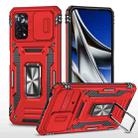 For Xiaomi Poco X4 Pro 5G Armor PC + TPU Camera Shield Phone Case(Red) - 1