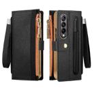 For Samsung Galaxy Z Fold4 Celebrity Series RFID Anti-theft Brush Phone Leather Case with Pen Slot(Black) - 1