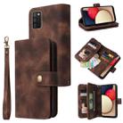 For Samsung Galaxy A02s EU Version Multifunctional Card Slot Zipper Wallet Leather Phone Case(Brown) - 1