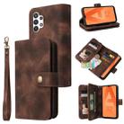 For Samsung Galaxy A32 5G Multifunctional Card Slot Zipper Wallet Leather Phone Case(Brown) - 1