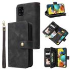 For Samsung Galaxy A51 4G Multifunctional Card Slot Zipper Wallet Leather Phone Case(Black) - 1