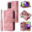 For Samsung Galaxy A52 5G / 4G Multifunctional Card Slot Zipper Wallet Leather Phone Case(Rose Gold) - 1