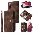 For Samsung Galaxy S20 FE Multifunctional Card Slot Zipper Wallet Leather Phone Case(Brown) - 1