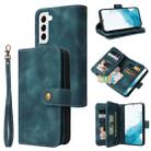 For Samsung Galaxy S21 5G Multifunctional Card Slot Zipper Wallet Leather Phone Case(Blue) - 1