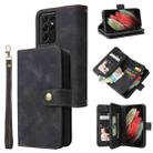 For Samsung Galaxy S21 Ultra 5G Multifunctional Card Slot Zipper Wallet Leather Phone Case(Black) - 1