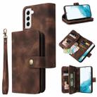 For Samsung Galaxy S22 5G Multifunctional Card Slot Zipper Wallet Leather Phone Case(Brown) - 1