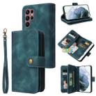 For Samsung Galaxy S22 Ultra 5G Multifunctional Card Slot Zipper Wallet Leather Phone Case(Blue) - 1