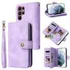 For Samsung Galaxy S22 Ultra 5G Multifunctional Card Slot Zipper Wallet Leather Phone Case(Purple) - 1