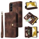 For Samsung Galaxy S23 5G Multifunctional Card Slot Zipper Wallet Leather Phone Case(Brown) - 1