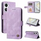 For Huawei nova 10 SE Skin Feel Life Tree Metal Button Leather Phone Case(Purple) - 1