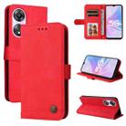 For OPPO A58 5G Skin Feel Life Tree Metal Button Leather Phone Case(Red) - 1