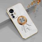 For Xiaomi 12T 6D Plating Astronaut Ring Kickstand Phone Case(White) - 1