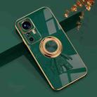 For Xiaomi 12T Pro 6D Plating Astronaut Ring Kickstand Phone Case(Dark Green) - 1