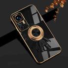 For Xiaomi 12T Pro 6D Plating Astronaut Ring Kickstand Phone Case(Black) - 1