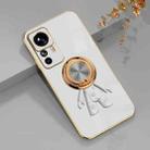 For Xiaomi 12T Pro 6D Plating Astronaut Ring Kickstand Phone Case(White) - 1