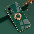 For Xiaomi 12T 6D Electroplating Ring Kickstand Phone Case(Dark Green) - 1