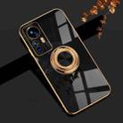 For Xiaomi 12T 6D Electroplating Ring Kickstand Phone Case(Black) - 1