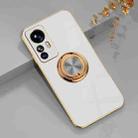 For Xiaomi 12T 6D Electroplating Ring Kickstand Phone Case(White) - 1