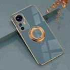 For Xiaomi 12T Pro 6D Electroplating Ring Kickstand Phone Case(Grey) - 1