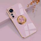 For Xiaomi 12T Pro 6D Electroplating Ring Kickstand Phone Case(Light Purple) - 1