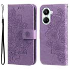 For Huawei nova 10 SE 7-petal Flowers Embossing Leather Phone Case(Light Purple) - 1