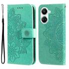For Huawei nova 10 SE 7-petal Flowers Embossing Leather Phone Case(Green) - 1