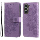 For Huawei nova 10 7-petal Flowers Embossing Leather Phone Case(Light Purple) - 1